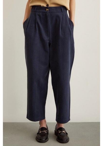 Önü Çift Pileli Pantolon Lacivert indirimleri