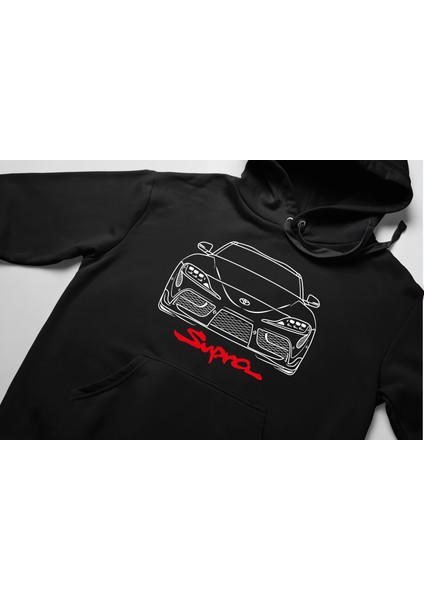 Toyota Supra Baskılı Kalın Pamuklu Oversize Unisex Siyah Sweatshirt