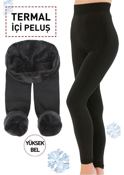 Ermal Unisex Orjinal Siyah Toparlayici Rahat Sıcak Tutan Peluş Likralı Günlük Esnek Kışlık Tayt fırsatları