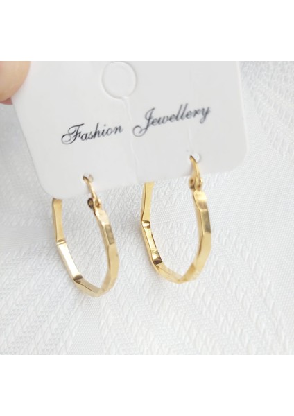Gold Renkli Modern Kesme Halka Küpe fiyatları