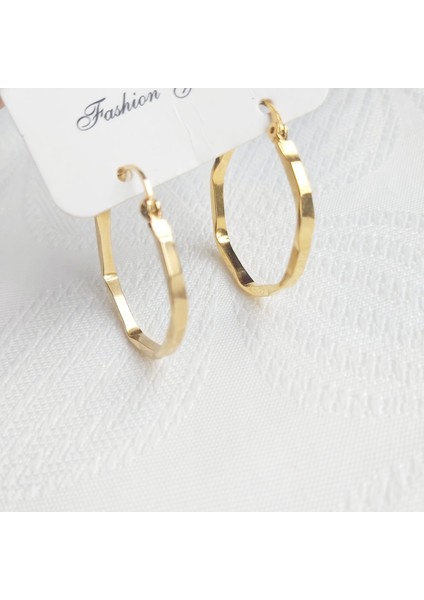 Gold Renkli Modern Kesme Halka Küpe modelleri