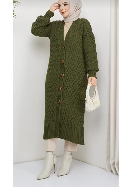 Kadın Uzunkollu Sepet Örgü Akrilik Dokuma Hırka