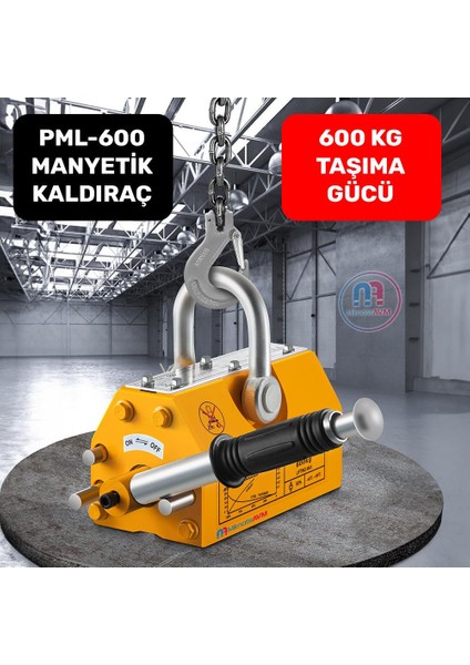 Mıknatıs Avm PML-600 Manyetik Kaldıraç - Mekanik Kollu Kaldırıcı - 600 kg Güç