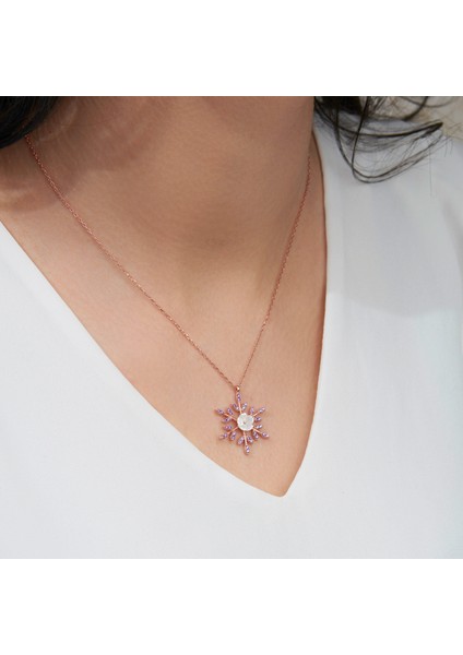 925 Ayar Ametist Taşlı Kar Tanesi Gümüş Kolye fiyatları