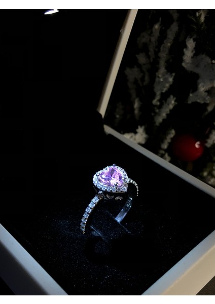 Swarovski Taşlı Pembe Renkli Kalpli 925 Ayar Gümüş Sevgiliye,anneye,arkadaşa Yüzük fırsatları