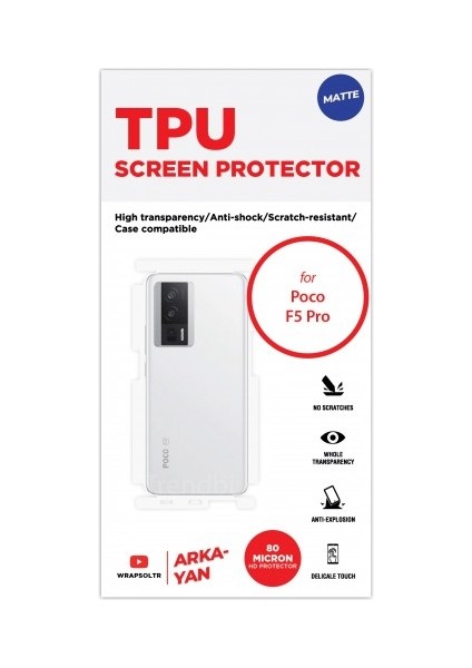 Xiaomi Poco F5 Pro Mat Arka ve Yan Koruyucu Tpu Film fiyatları