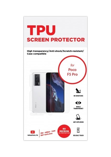 Xiaomi Poco F5 Pro Ön, Arka ve Yan 360 Derece Tam Kaplama Tpu Film