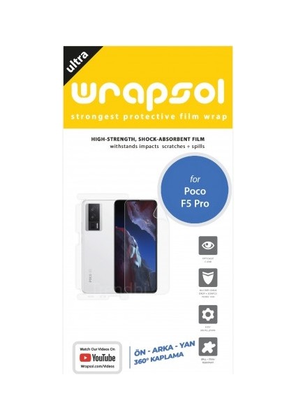Xiaomi Poco F5 Pro Ön, Arka ve Yan 360 Derece Tam Kaplama Poliüretan Film
