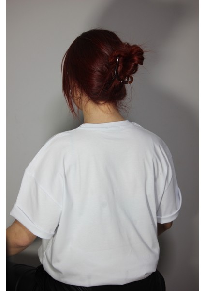 Baskısız Beyaz Oversize T-Shirt modelleri