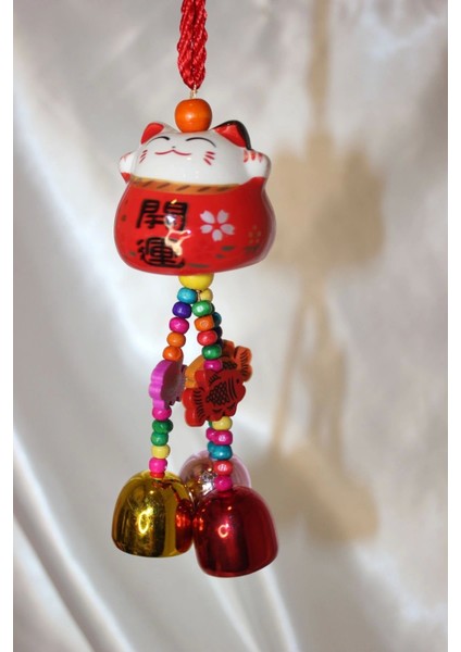 Deprem Zili Çanı Kapı Çanı Rüzgar Çanı Zili Feng Shui Yin Yang Çağıran Kedi Maneki Neko