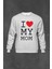 Gri Sweatshirt I Love My Mom Anneler Doğum Günü Hediye Baskılı Unisex Sweat 1