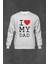 Gri Sweatshirt I Love My Dad Babalar Doğum Günü Hediye Baskılı Unisex Sweat 1