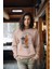 Premium Baskılı Tarz Kadın Bisiklet Yaka Sweatshirt 2