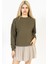 Bisiklet Yaka 2 Iplik Haki Sweatshirt, Basic Kazak, Ince Düz Kazak 3