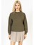 Bisiklet Yaka 2 Iplik Haki Sweatshirt, Basic Kazak, Ince Düz Kazak 4