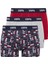 80509 Erkek Pamuklu 3'lü Boxer Bordo Gri Melanj Baskılı 2
