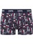 80509 Erkek Pamuklu 3'lü Boxer Bordo Gri Melanj Baskılı 4