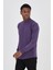 Grody.t Erkek Basic Regular Fit Yarım Balıkçı Sweatshirt Pamuk 2 Iplik  Mor 4