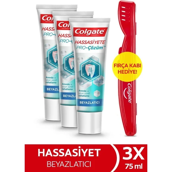 Colgate Hassasiyete Pro Çözüm Beyazlatıcı Pro Relief Diş Macunu 75 ml x 3 Adet + Fırça Kabı Hediye