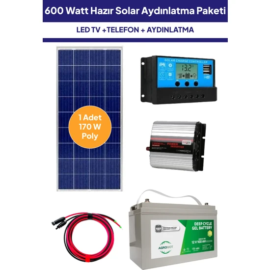 NASAENERJİ 600 Watt Güneş Enerjili Tv + Aydınlatma Hazır Solar Enerji Paketi 1