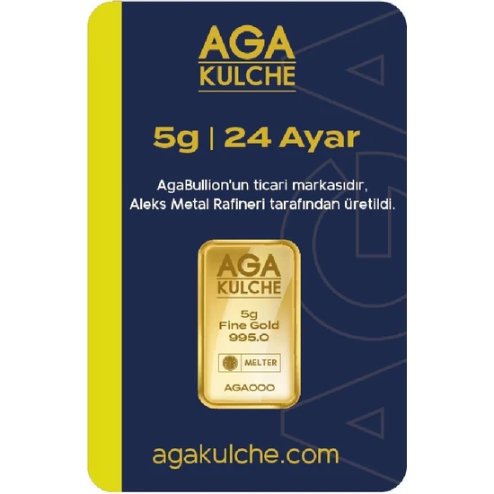 AgaKulche 5 Gram Altın 24 Ayar Külçe Altın