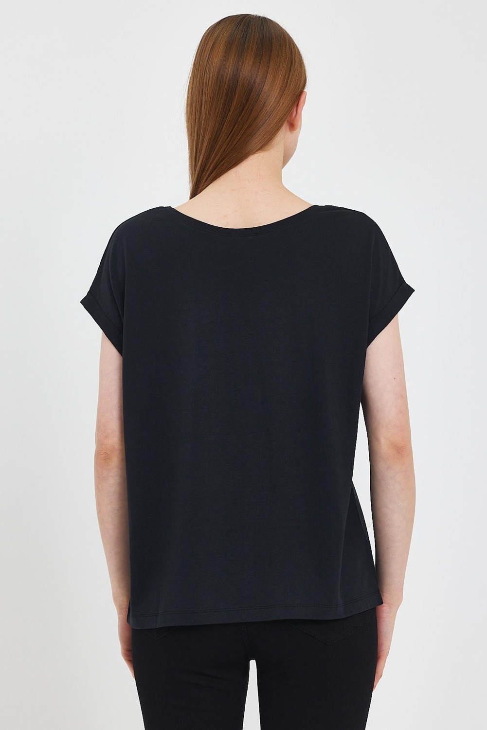 Vena Kadın Cindy Beyaz Bisiklet Yaka Regular Fit Basic Modal Tişört (Lyocell) görsel 8