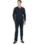 D'S Damat Regular Fit Koyu Lacivert Pamuk Pijama Takımı Erkekler İçin Rahat Tasarım