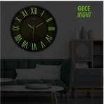 Galaxy Exculusive Siyah Fosforlu Duvar Saati 41 cm Modern Stil ve Minimalist Dekor ile Ev Ofis Uyumlu