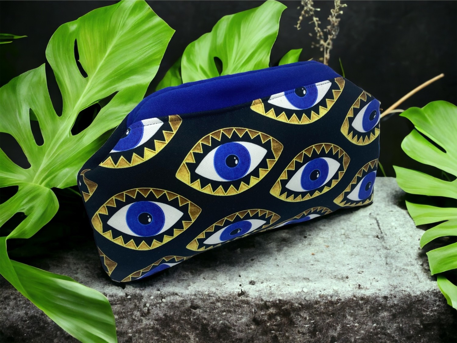 Sepetciliz Nazar Göz Desenli Gizli Burslu Tasarım Clutch Çanta , Tasarım El Çantası