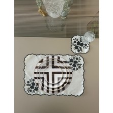 Lilies Atelier Çiçek Desenli Nakış Keten Sofra Takımı 2 Adet Amerikan Servis ve 2 Adet Kokteyl Peçetesi