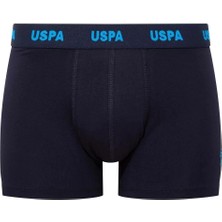 U.S. Polo Assn. 80509 Erkek Pamuklu 3'lü Boxer-Saks-lacivert-baskılı