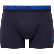 U.S. Polo Assn. 80522 Erkek Pamuklu 3'lü Boxer-Saks-lacivert-baskılı
