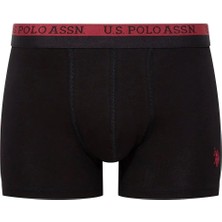 U.S. Polo Assn. 80522 Erkek Pamuklu 3'lü Boxer-Siyah-baskılı-bordo