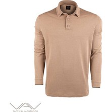 VAV Wear Outdoor Günlük Polo Yaka Lakost Erkek Uzun Kollu Sweatshirt Pamuklu Yazlık TLAC04