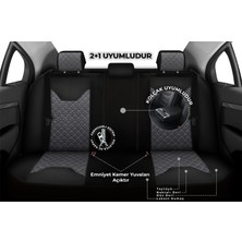 Minderland Vıp Serisi - Mitsubishi Eclipse Cross ile Uyumlu Oto Koltuk Kılıfı, Tay Tüyü-Deri / Füme*siyah*siyah