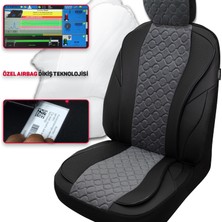 Minderland Vıp Serisi - Mitsubishi Eclipse Cross ile Uyumlu Oto Koltuk Kılıfı, Tay Tüyü-Deri / Füme*siyah*siyah