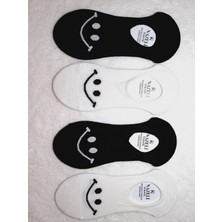Nazeli 4 Çift Kadın Bambu Sneakers Emojili Çorap