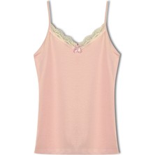 Hnx Pamuklu Yakası Dantel Ince Askılı Kadın Atlet Şeftali