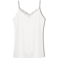 Hnx Pamuklu Yakası Dantel Ince Askılı Kadın Atlet Ekru