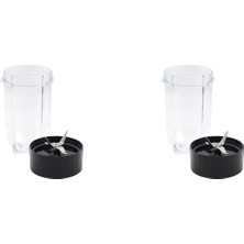 Decisive Magic Bullet Için 2x Yedek Çapraz Bıçak + 16OZ Bardak Seti, 250W MB1001 Blender ile Uyumlu Yedek Parçalar (Yurt Dışından)