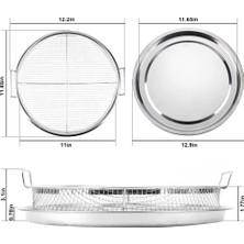 Decisive 2 Adet Yuvarlak Paslanmaz Çelik Hava Fritöz Sepeti Fırın, Sebzelik Tepsisi ve Sepet 13 Inç, Fırın Hava Kızartma Tavası Örgü Sepet Seti (Yurt Dışından)