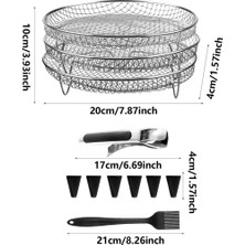 Decisive Hava Fritöz Rafı Paslanmaz Istiflenebilir Izgara Izgara Rafı Ninja Hava Fritöz Sepeti + Yükseltme Ayakları Bulaşık Kelepçesi Yağ Fırçası (Yurt Dışından)