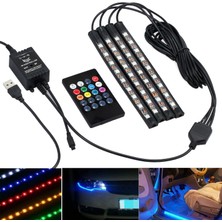 Decisive 4x DC12V 9 LED Rgb Araç Iç Atmosfer Ayak Bölmesi Şerit Işığı USB Şarj Cihazı (Yurt Dışından)