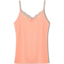 Hnx Pamuklu Yakası Dantel Ince Askılı Kadın Atlet Somon