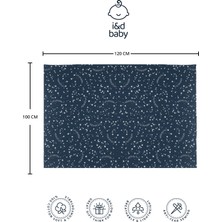 İ&DBABY 1 Adet Lacivet Yıldız Desenli 80X90 cm  Pamuk Tek Katlı Müslin Kumaş Bebek Örtüsü.