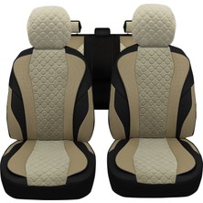 Minderland Vıp Serisi - Mitsubishi Eclipse Cross ile Uyumlu Oto Koltuk Kılıfı, Tay Tüyü-Deri / Krem*krem*siyah