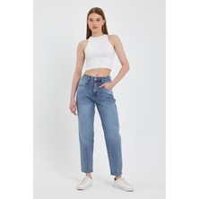 Vena Kadın Kyla Vintage Med Blue Mom Jean Pantolon