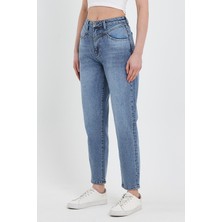 Vena Kadın Kyla Vintage Med Blue Mom Jean Pantolon