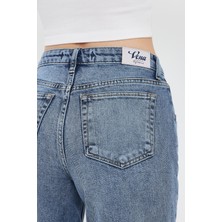 Vena Kadın Kyla Vintage Med Blue Mom Jean Pantolon
