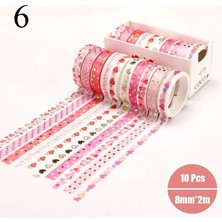 Bifeng Shop No.6 Tarzı Et Altın Folyo Washi Bant Sevimli Kalp Maskeleme Bandı Dekoratif Yapışkan Bant Sticker Scrapbooking Dıy Kırtasiye (Yurt Dışından)